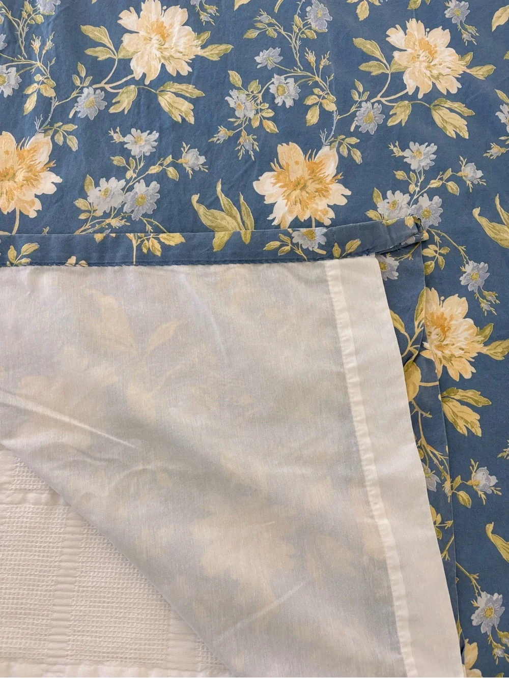 Vintage Laura Ashley Blue and Cream Floral Drapes- Set of 4